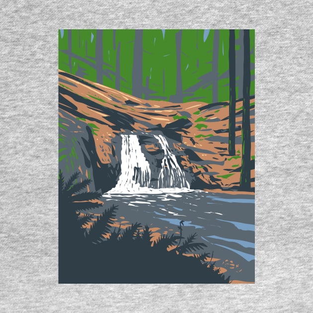 Rustic Falls on Cascade Creek in Moran State Park Washington State WPA Poster Art by retrovectors